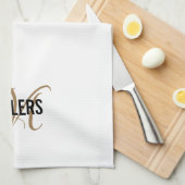 Familienaam Elegant White Gold Script Monogram Theedoek (Quarter Fold)