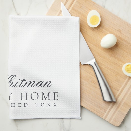 Familienaam Elegant White Theedoek (Quarter Fold)