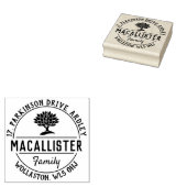 Familienaam en Adres met de Motif van de Boom Rubberstempel (Gestempeld)