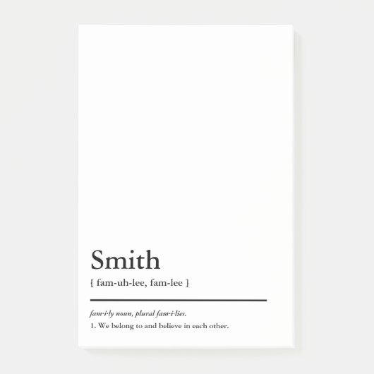 Familienaam en Motto Dictionary Definitie Aangepas Post-it® Notes (Voorkant)