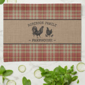 Familienaam Farmhouse Red Pset Burlap Theedoek (Gevouwen)