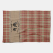 Familienaam Farmhouse Red Pset Burlap Theedoek (Horizontaal)