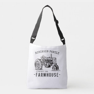 Familienaam Farmhouse Rustic Tractor Crossbody Tas