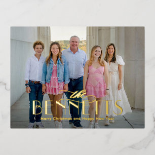 Familienaam FOLIE Modern Elegant Holiday Briefkaar Feestdagen Briefkaart