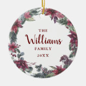 Familienaam Foto Kerst Bloemrijke Kerstversiering Keramisch Ornament (Voorkant)