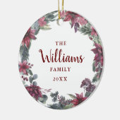 Familienaam Foto Kerst Bloemrijke Kerstversiering Keramisch Ornament (Links)