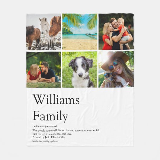 Familienaam Fotocollage Definitie Fleece Deken (Voorkant)