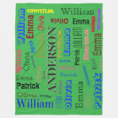 Familienaam 💛 Gepersonaliseerde Word Cloud Fleece Deken (Voorkant)