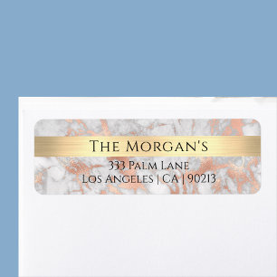 Familienaam, gouden band, wit en Roos goudmarmer Etiket