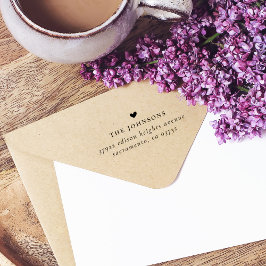 Familienaam, hart- en retouradres Aangepast Zelfinktende Stempel