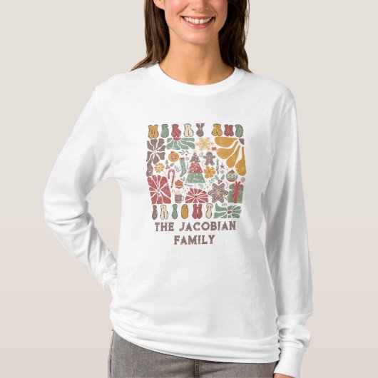 Familienaam Jaar Reünie Boho Floral Kerstmis T-shirt (Voorkant)