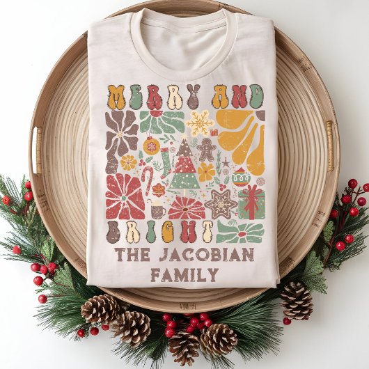 Familienaam Jaar Reünie Boho Floral Kerstmis Tri-Blend Shirt