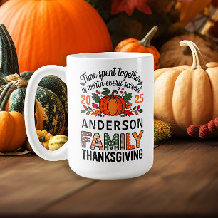 Familienaam Jaar Thanksgiving Dinner Aandenken Koffiemok