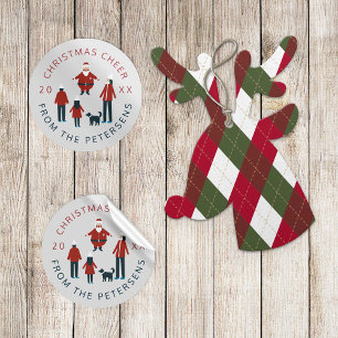 Familienaam kerstman-kerstman in de stad Santa Cla Ronde Sticker