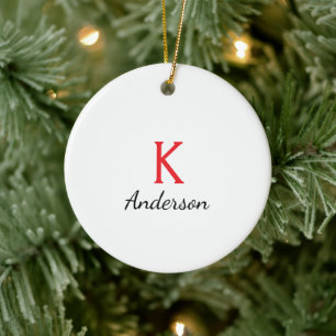 Familienaam Kerstversiering Achternaam Monog Keramisch Ornament
