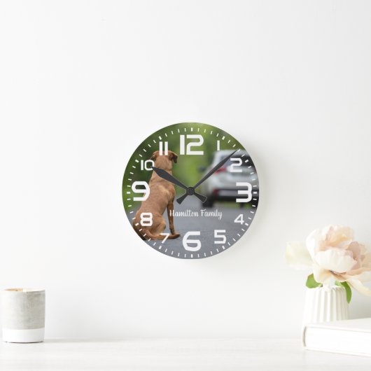 Familienaam Labrador Hond Auto Wandklok Ronde Klok (Huis)