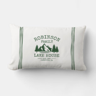 Familienaam Lake House Forest Green Trees Outdoor Buitenkussen