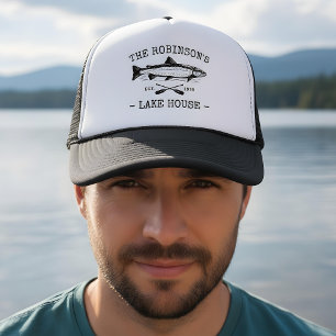 Familienaam Lake House Oars Fish Rustilstijl Trucker Pet
