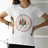 Familienaam Lake House Pine Tree hout achtergrond T-shirt