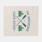 Familienaam Lake House Rustic Oars Pine Trees Fleece Deken (Voorkant (Horizontaal))