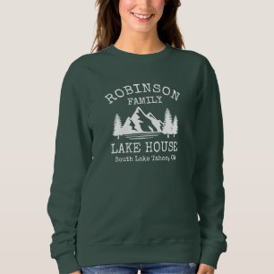 Familienaam Lake House Rustic White Silhouette Trui