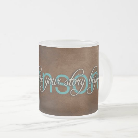 Familienaam met prijsopgave matglas koffiemok (Voorkant rechts)