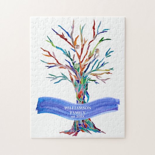 Familienaam Modern Boom Legpuzzel (Verticaal)