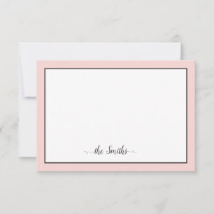 Familienaam Modern Calligrafie Chic Polka Pink Roz Notitiekaartje