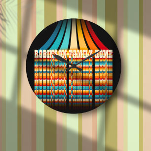 Familienaam Moderne Retro Stijl Personaliseren Grote Klok