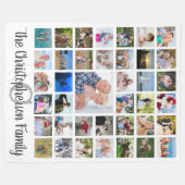 Familienaam Monogram 39 Photo Collage Script White Fleece Deken (Voorkant (Horizontaal))