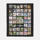 Familienaam Monogram 43 Fotocollage Zwart Fleece Deken (Voorkant)