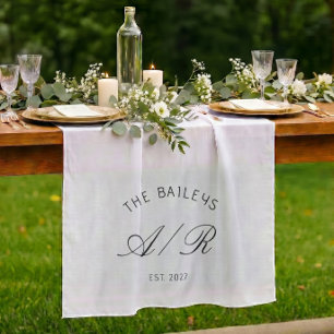 Familienaam Monogram Aangepaste Trouwtafelbanner Wandkleed