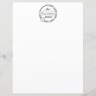 Familienaam Monogram Bloemenkrans Briefpapier