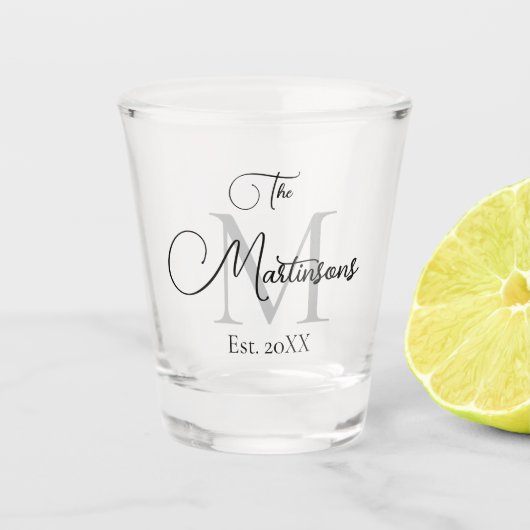 Familienaam Monogram Gepersonaliseerd Shot Glas (Voorkant)