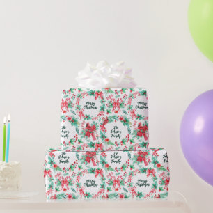 Familienaam Monogram Kerstmis Cadeaupapier