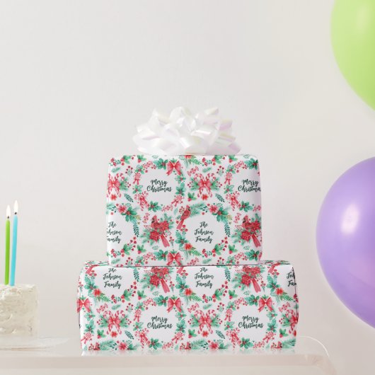 Familienaam Monogram Kerstmis Cadeaupapier (Feestgeschenken)