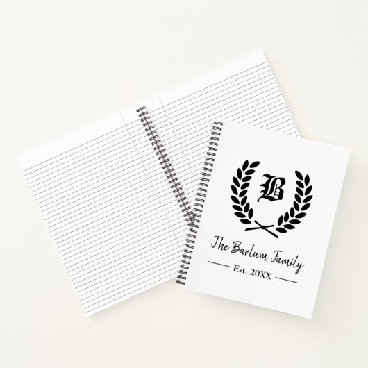 Familienaam Monogram Spiral Notebook Notitieboek (Binnen)