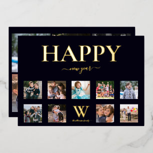 Familienaam Naam foto Collage Happy New Folie Feestdagenkaart