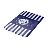 Familienaam Nautical Anchor Blue Stripes Pattern Badmat (Gekanteld)