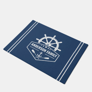 Familienaam Nautical Anchor Oars Ships Helm Stars Deurmat