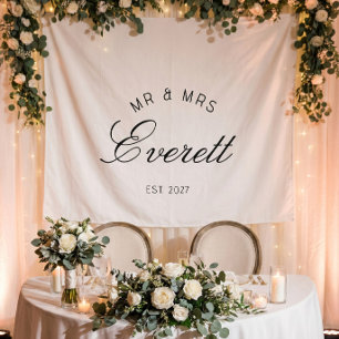 Familienaam Net Getrouwd Aangepaste Trouwbanner Wandkleed