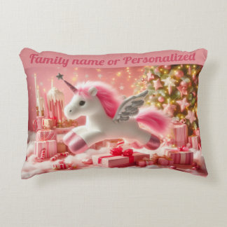 Familienaam of Gepersonaliseerde unicor Kerstmis Accent Kussen