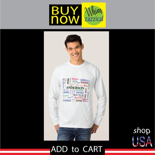 Familienaam ♠️ oogverblindend Word Cloud Shirt