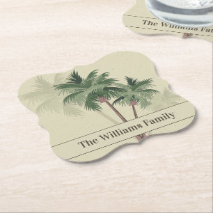 Familienaam op Vintage Palm Trees Bracket Kartonnen Onderzetters