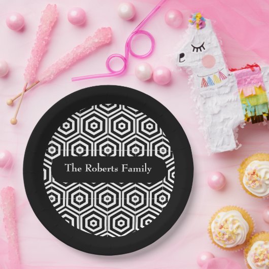 Familienaam Partij Borden Hexagon Pattern Papieren Bordje (Feest)