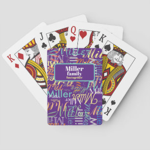 Familienaam Plezier Samen Paarse Pokerkaarten