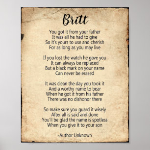 Familienaam Poem Poster