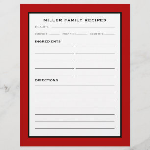 Familienaam Recipe Invoegen Rood zwart/wit