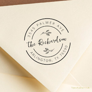 Familienaam Retouradres Botanisch Rond Logo Rubberstempel