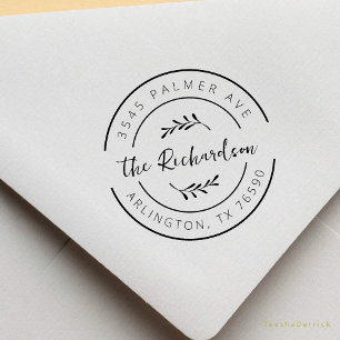 Familienaam Retouradres Botanisch Rond Logo Rubberstempel